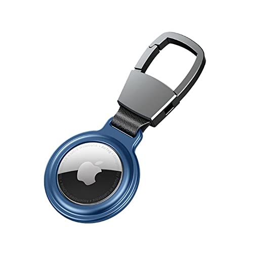 Image of AirTag Keychain Holder with Metallic Case Compatible with Apple Airtag with Antitheft Magnetic Lock | Light Weight (Blue)