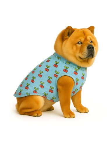 Image of The Pets Company Dog Winter Coat Jacket, Clothes, Windproof, Light Weight, Washable, Ultra Warm Thick Fleece Lined Dog Vest for Cold Weather Protection, (Sky Blue Cherry, Large - 24 Inch)