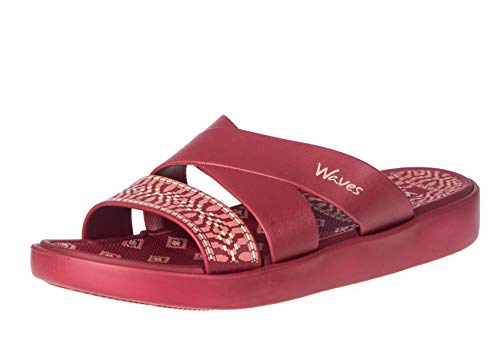 Image of Khadims Waves Women Maroon Casual Slip-On Sandal, 8 UK