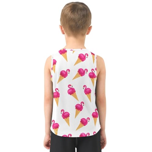 J JOYSAY Flamingo Icecream Cone Boys Tank Top Sleeveless Muscle Shirts Quick Dry Kids T-Shirts 3-15T3