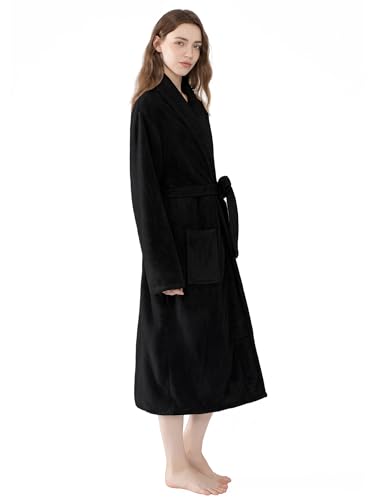 Image of Soft Robe For Women,Warm Plush Bath Robes Female,Spa Towel After Shower Lightweight Long Bathrobe