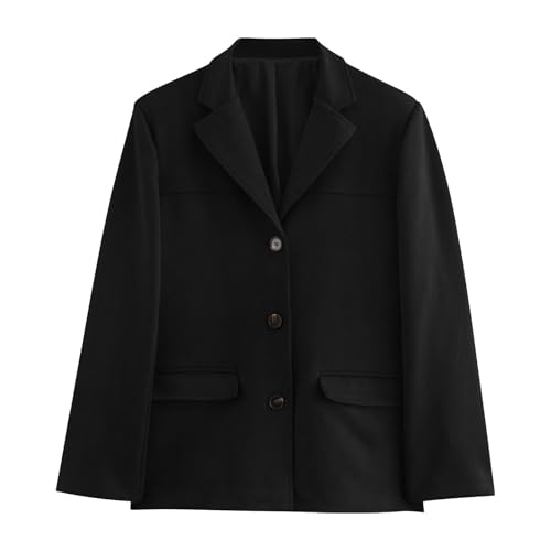 Generisch Giacca da donna in finta pelle scamosciata con colletto risvolto in camoscio blazer giacche vintage a maniche lunghe caldo cappotto autunno inverno abito sciolto giacca con tasche pulsante