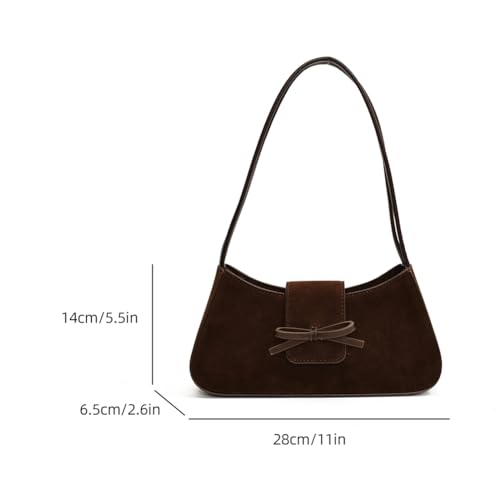 Image of YFGBCX Shoulder Bag for Women, Hobo Handbags Trendy Y2K Purses Suede Clutch Bag Cute Bow Purse