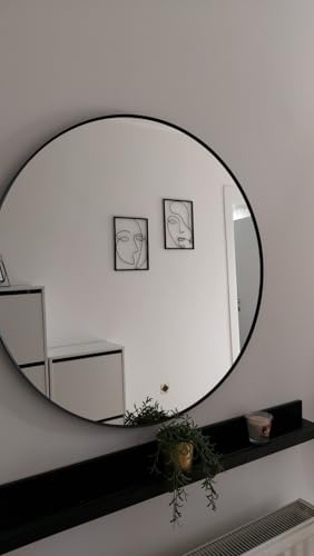 Image of hdglass Round Mirror Cabinet with Storage Shelf | Bathroom Wall Mounted Mirror with Hidden Cabinet Organizer | Modern Wall Mounted Mirror for Bathroom (Cabinet)