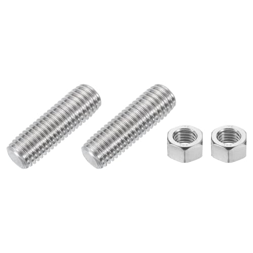uxcell 5/8"-11 Fully All Threaded Rod, 2Pcs 304 Stainless Steel Long Threaded Screw 2" Length Right Hand Threads for Furniture Mounting Assembly Fastening