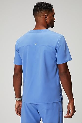 Image of Fabletics Men's Helix 1-Pocket Scrub Top - MotionTech, Wrinkle-Resist, Chest Pocket, Anti-Shrink, Semi-Slim Fit