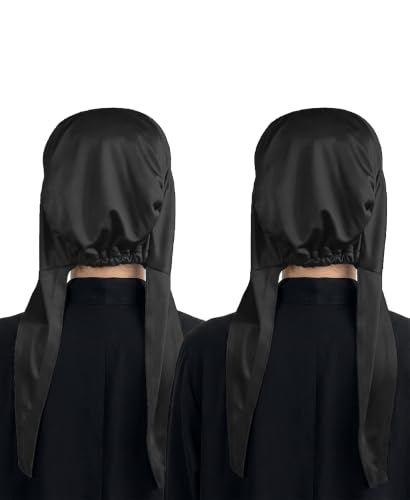 Image of Mehar Women's Hair Ponytail Cap Set of 2 | Soft Stretchable Polyester Hijab Inner Cap | Adjustable Tie-Back | Scarf & Helmet Inner | One Size Fits All