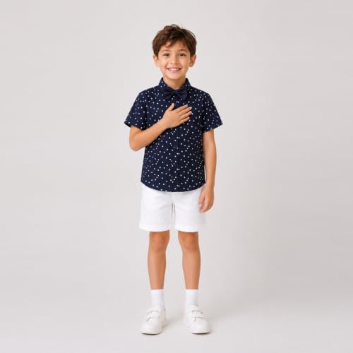 Image of Mud Kingdom Little Boys Dress Shirts Short Sleeve Cute Summer