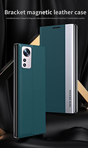 Ccsmall Premium Pu Leather Cover For Xiaomi 12 Pro, [Shockproof Tpu Interior] Stand Flip Phone Case For Xiaomi 12 Pro Cx Black #TOP1