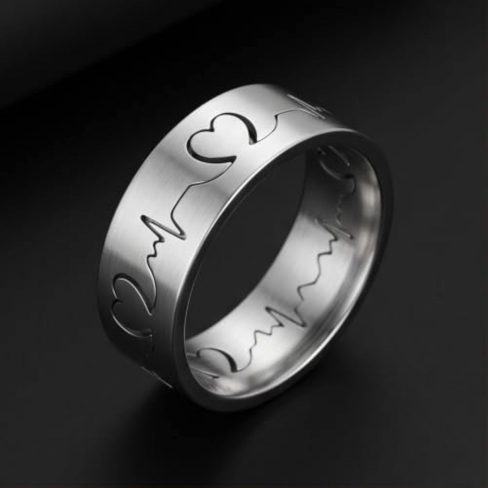 Heart Rhythm Pure Stainless Steel Ring