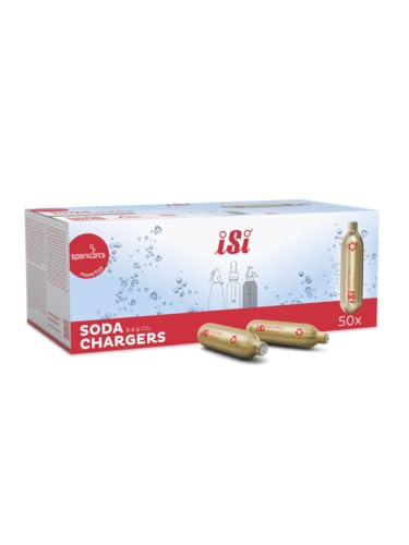 iSi - CO2 Kapseln 8.4 gr (50er Pack) - Sodakapseln passend für Sodamaker Classic Twistn Sparkle & Soda Siphon - CO2 Kartuschen für leckere Soda-Mixgetränke & Cocktails - Made in Austria Gold