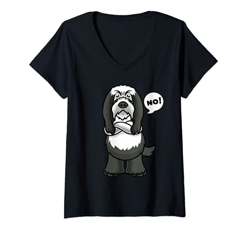 Womens Stubborn Bearded Collie Dog funny V-Neck T-Shirt, Black