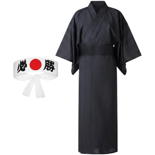 Ericetion Japanischer Yukata Kimono Stirnband Für Herren, Traditioneller Kimono, Samurai Hakama Uniform, Cosplay-kostüm