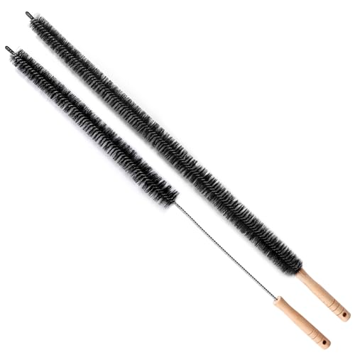 Image of 2pcs Bendable Radiator Brush, Include 1pcs Long Brush Head Radiator Dusters and 1pcs Long Handle Dryer Vent Lint Cleaners for Dryer Vents Refrigerator Coil Stair Rails Furniture
