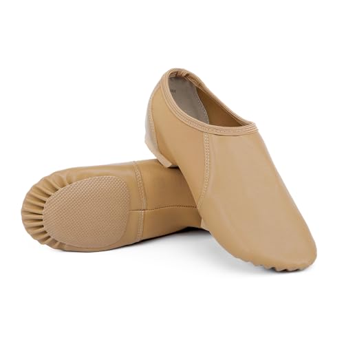 Jazz Shoe PU Leather Upper Girls and Boys Slip-on Circle Elastic Dance Shoes (Toddler/Little Kid/Big Kid)4