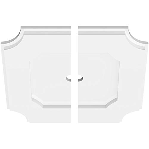 Image of Ekena Millwork CMP14LE2-01000 Locke Architectural Grade PVC Contemporary, Two Piece Urethane Ceiling Medallions 14 inchOD x 1 inchID x 8 1 /4 inchC x 1 inchP