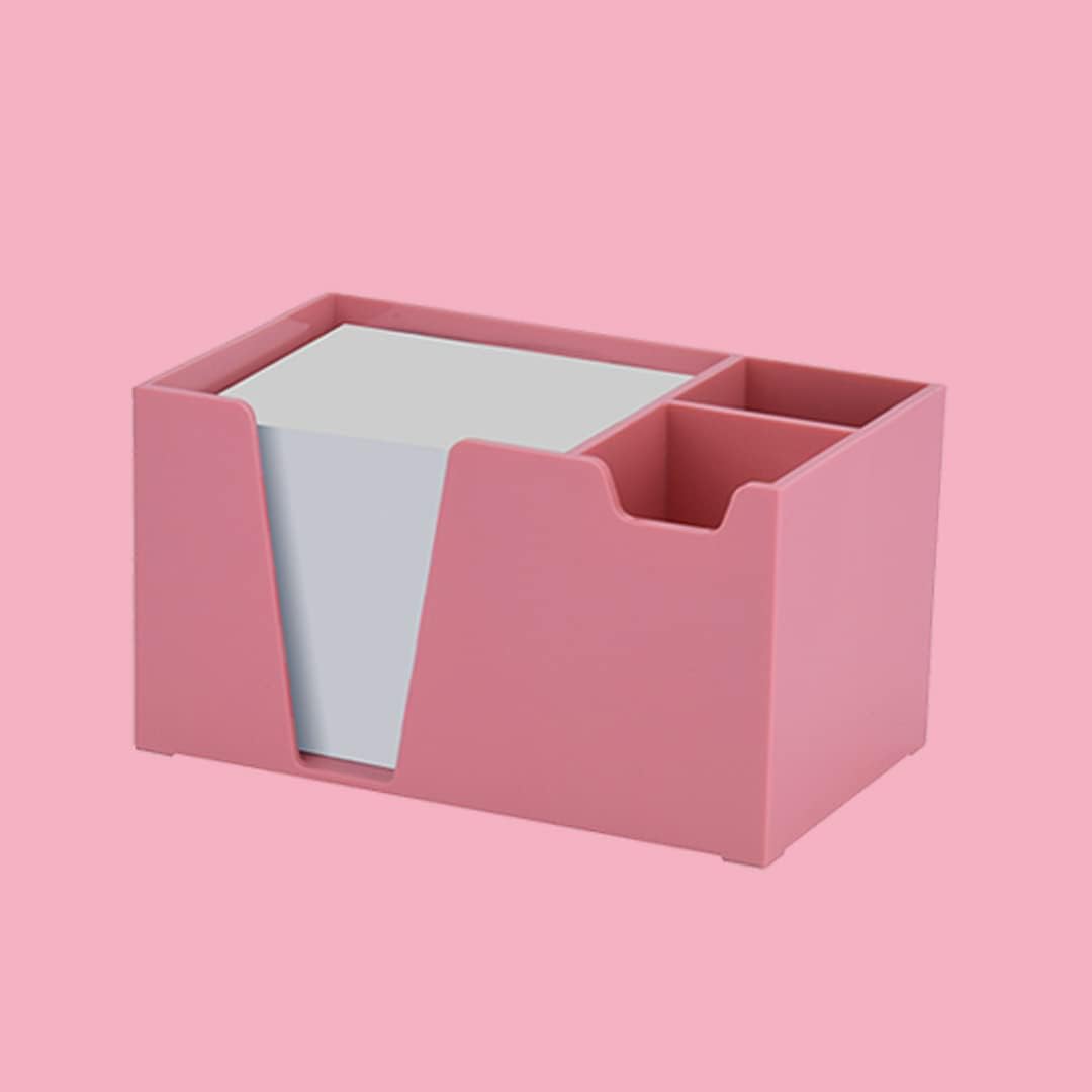 Acrimet Desktop Organizer Pencil, Pen, Paper, Clip, Caddy Holder (Plastic) (White Paper Included) (Solid Pink Color) - Image 2