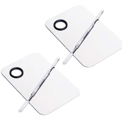 BANIRA Makeup Cosmetic Mixing Palette, Stainless Steel Foundation Palette with Spatula for Mixing Foundation, Eye Shadow, Eyelash, Lipstick, Nail Art, Silver (square 2pcs)-image-47