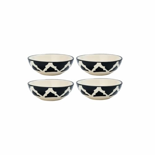 Image of Dessert Bowls Small Cereal Little Kitchen Bowls for Rice, Soup, Snack, Ice Cream, Side Dishes Stackable, Easy to Use, and Comfortable for Daily Dining - Dinnerware Table (Black, Set of 4)