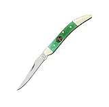 Frost Steel Warrior Toothpick Folding Knife,Long Clip Blade, Green Smooth Bone Handle SW-109GSB