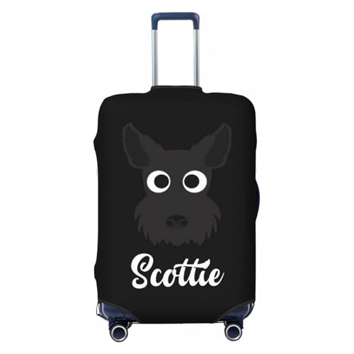Feig Scottie Dog Scottish Terrier Travel Luggage Cover Suitcase Protector Fits 29-32 Inch Case(Black,XL)