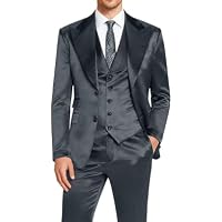 Men's 3 Piece Slim Fit Acetate Satin Jacket Vest Pant Set