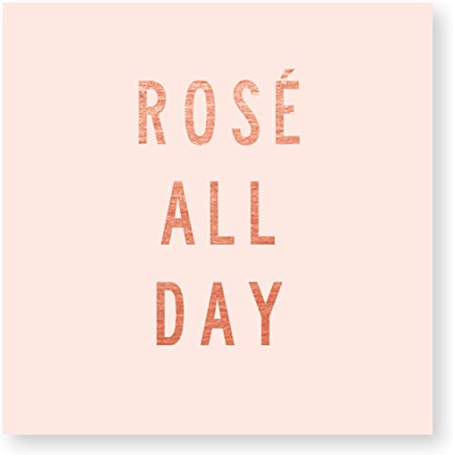X&O Paper Goods Pink ''Rosé All Day'' Beverage And Cocktail Napkins, 20Pc, 5'' W X 5'' L #TOP30