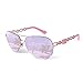Produktbild FONHCOO Sonnenbrille Damen Pilotenbrille Verspiegelt Metallrahmen UV Schutz Blendschutz (Rosa)