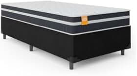 Cama Box Solteiro Colchão Molas Qatar 88x188x60cm Branco/Preto- Suporta até 150Kg