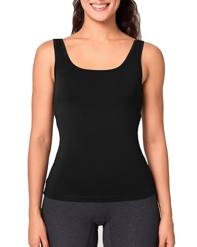 BAMBOO COOL Shelf-Bra Lingerie Camisole for Women Basic Tank with Adjustable Strap Soft Undershirt