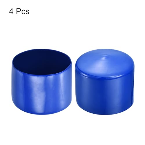 Image of uxcell 4pcs Rubber End Caps 70mm(2 3 /4 inch) ID Vinyl Round Tube Bolt Cap Cover Screw Thread Protectors Blue, 40mm Height