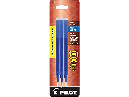 Pilot FriXion Gel Ink Pen Refill, 3-Pack for Erasable Pens, Fine Point, Blue Ink (77331)