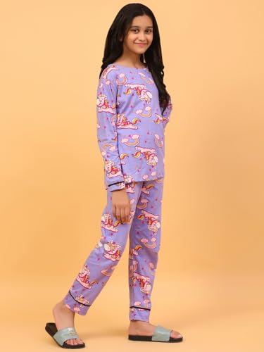 Image of Ninos Dreams Cotton Girls Full Sleeves Coord Set ! Night Suit for Girls ! Tshirt with Jogger Set