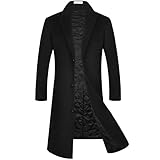 APTRO(アプトロ) メンズ ラグジュアリー ロング丈 ウール トレンチコート レギュラーフィット 暖かかなコットン裏地 ウールオーバーコート US サイズ: Large