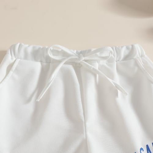 Image of Size 6-12 Years Girl's Tracksuit Sets 2 Piece Outfits Letter Print Vacation Tee Top and Drawstring Waist Shorts
