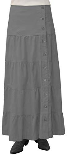 Baby'O Women's Long Ankle Length Tiered Corduroy Maxi Skirt (XX-Large, Gray)