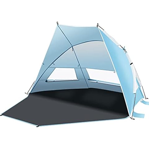 Strandmuschel Strandzelt mit UV Schutz 50+, Ultra Leicht Tragbar Beach Tent für 1-3 Personen, Beach Zelt für Familie mit Tragetasche Cover