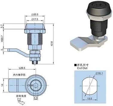 Cabinet Cam Lock Train Car Plane Metal Steel Light Box Industrial Accessories 1Pcs(B)