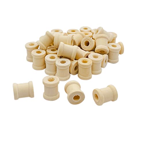 300 Pack Mini Unfinished Wood Spools Natural Wooden Barrel Shaped Spools For Crafts (5/8X1/2 In) #TOP18