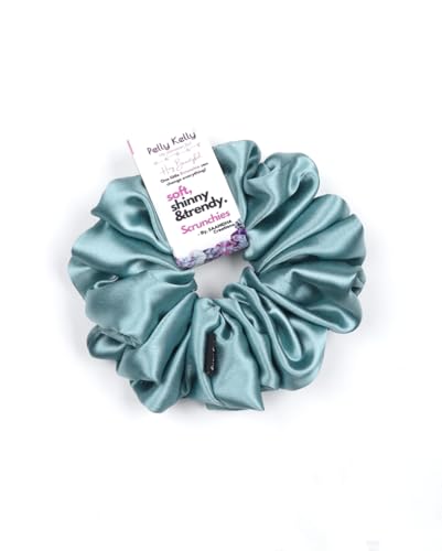 Image of Satin Scrunchies Hair Bands for Women | No-Damage Elastic Hair Ties for Ponytails & Buns | Fluffy & Stylish Rubber Bands | Extra Large Size | Pack of 5
