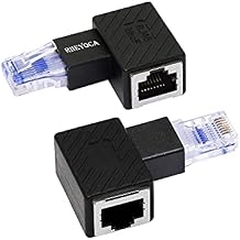 90 Degree Ethernet Adapter,Right Angle RJ45 Male to Female Extension Cat6 LAN Network Connector,for Computers, Laptops, Routers2-Pack