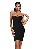 Picture of Women's Bandage Straless Dress Bodycon Rainbow Cocktail Party Dress(Black,XS)