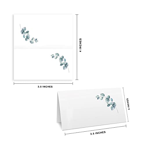 CLEVER SIGNS Place Cards for Wedding or Party, Seating Place Cards for Tables, Scored for Easy Folding, Flower Design 100 Pack, 2 x 3.5 Inches