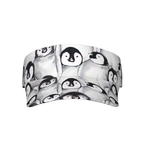 Visor Gorras Dibujo De Pingüinos Lindos para Imprimir Larga Viseras De Sol Ajustable Moda Sombrero De Tenis, para Exterior, Senderismo, Cámping, 52-63cm