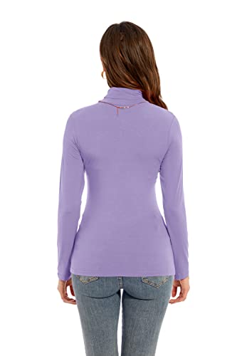 Image of Womens Long Sleeve Turtleneck T-Shirts Casual Lightweight Slim Fit Cozy Base Layer Top