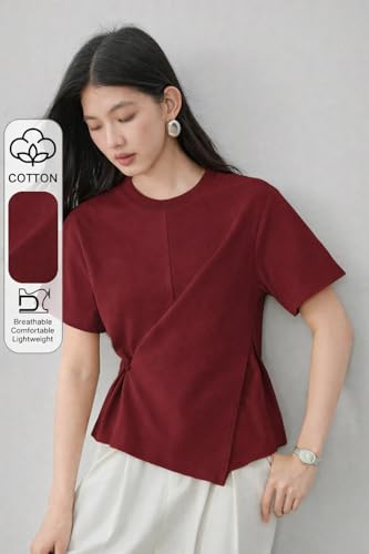 Image of Zilcon Woman Half Sleeve Round Neck Womens Tops Beach Vacation Fashion Clothes Casual Summer Spring Winter Fall Outfits Tops