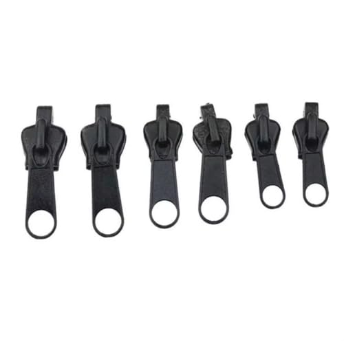 Zíperes de reparo, 6 peças, mochilas, bolsas, reparo, universal, acessórios de costura, fecho de correr destacável (preto-6 peças)