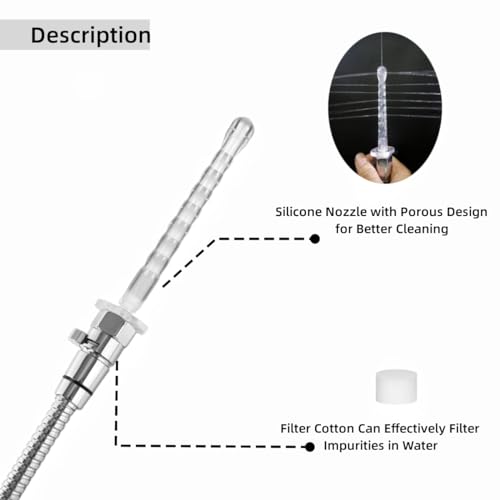 Image of Shower Enema System Silicone Nozzle 3pcs and Dust Cover 1pcs, G1 /2 inchThread for Most Shower Systems