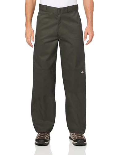Dickies Loose Fit Double Knee Work Pants, Olive Green, 34 30