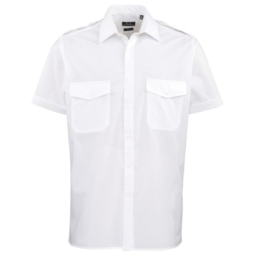 Premier Men's Pilot Short Sleeve Shirt White 17.5